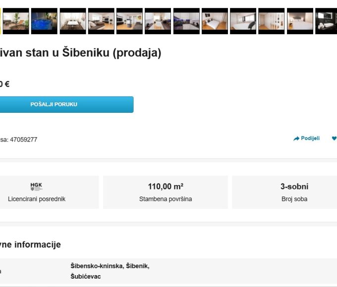 Cijene stanova po kvartovima u Šibeniku 2026. - Baldekin, Vidici, Šubićevac